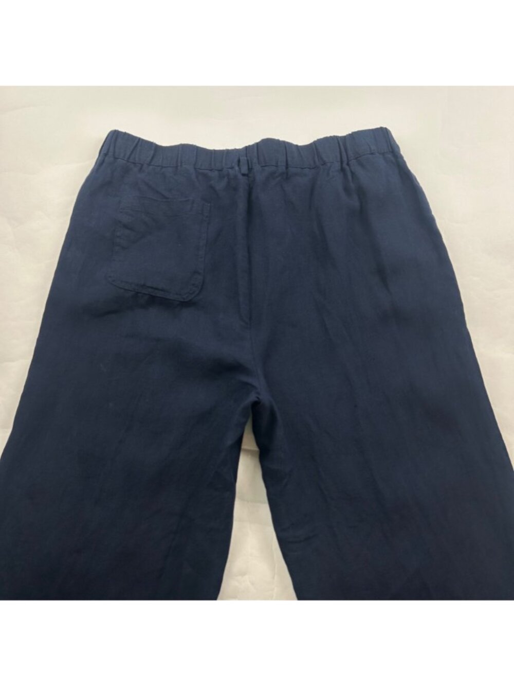Quince Navy Blue LInen Wide Leg Cropped Pant L - Picture 7 of 7